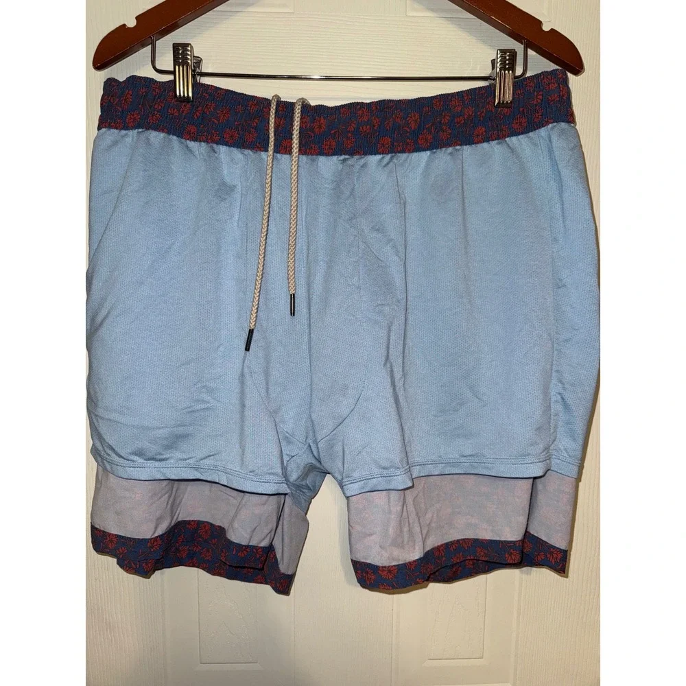 Fair Harbor Mens The Anchor Swim Shorts Floral Blue Red XXL 8 Inch Inseam